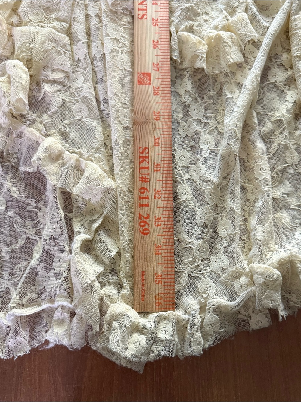 Boho Fairycore Lace High Low Midi Skirt Ivory large - Picture 5 of 6